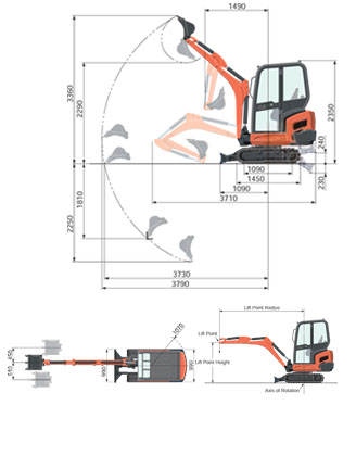 Kubota Mini Excavator Size Chart