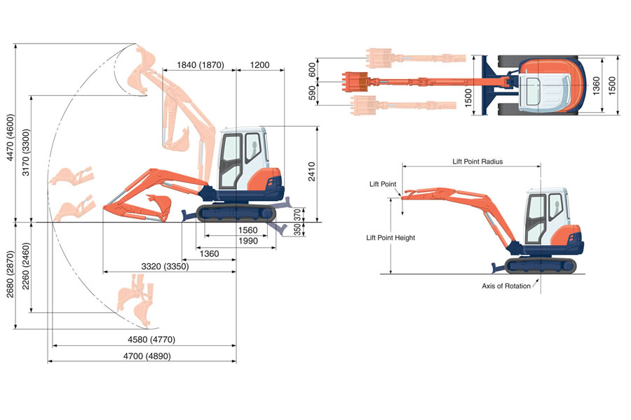 Kubota kx71 specs Tracteur agricole