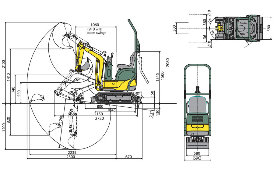 Yanmar SV05 0.5 Ton Mini Excavator Detail View