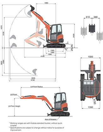 Kubota U27.4 - 2.6 Ton Mini Excavator Image 2